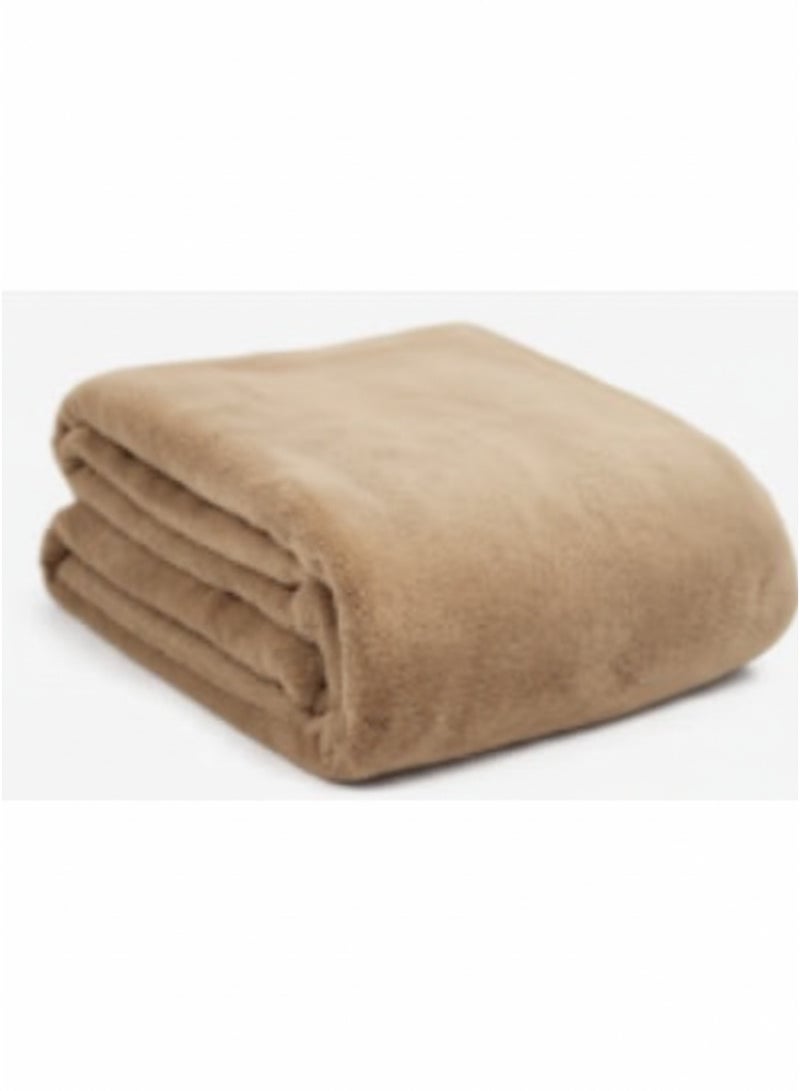 Fleece Blanket 150x200 cm Soft Lightweight Warm Microfiber Throw Blanket for Bed Sofa Travel Tan - Image 1